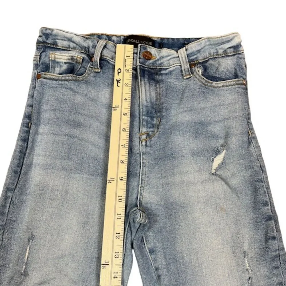 Kendall‎ + Kylie Super High Distressed Skinny Jeans Medium Light Wash Size 28